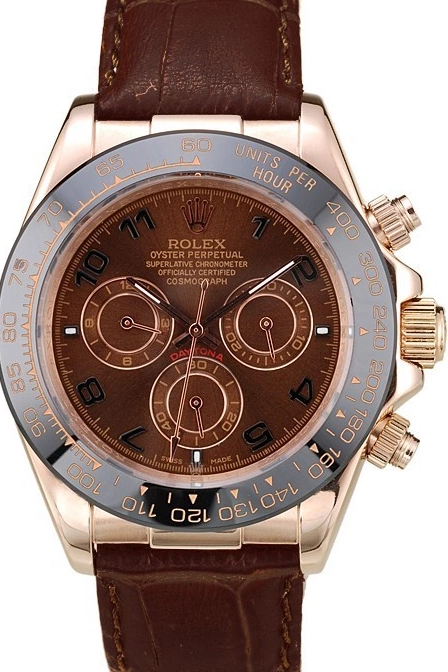 Aaa fake watches Strap Rolex Leather Brown Gold Rose Daytona Dial Case Brown 0617